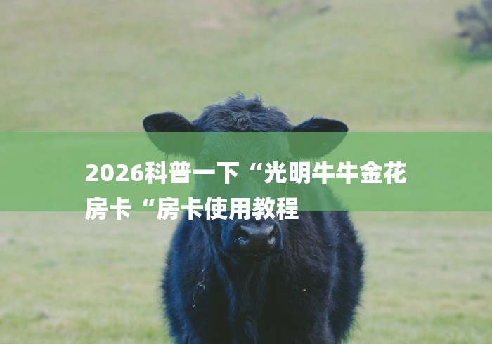 2026科普一下“光明牛牛金花
房卡“房卡使用教程